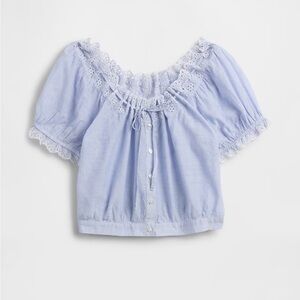 GAP Eyelet Crop Top | XS | Blue Stripe | Like New